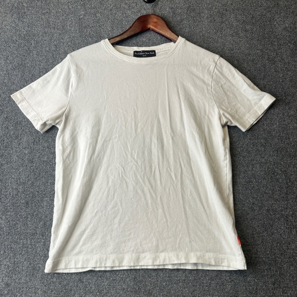 Pool House New York T-Shirt Mens Small White Short Sleeve Crew Neck Basic Tee